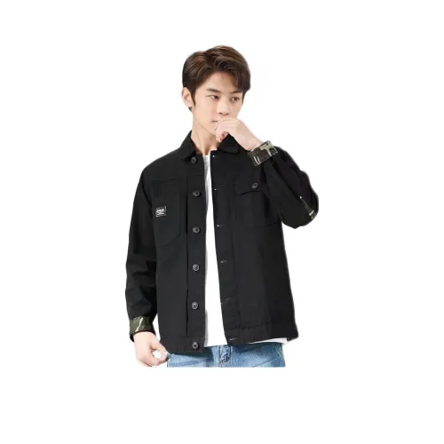 Wooden Rabbit Свободный крой Outerwear Casual Men's Turn-down Collar