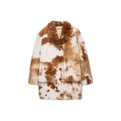 PRADA Белый и Темно-Коричневый Женские Меховые изделия