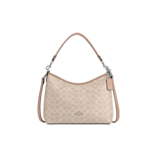 COACH Лорел Покрытый холст Через плечо Одно плечо Сумка Большой Женские Песочный Тауповый
