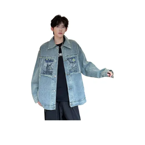 HIPHOPPUNKS Синий Мужской Джинсовые куртки