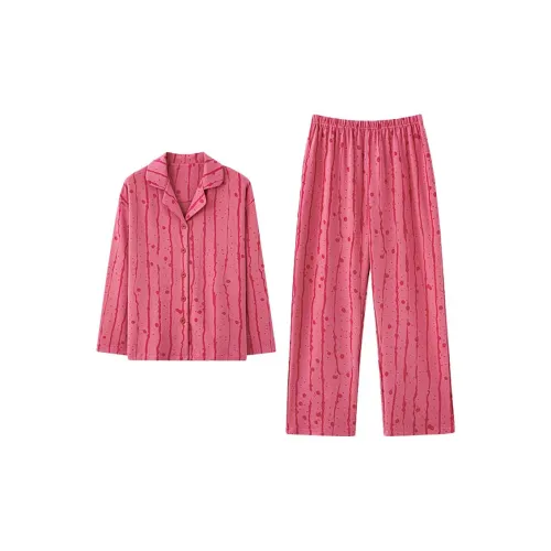 TLXT Арбузный Красный [Мягкий 100% хлопок Дружественный к коже Дышащий] Женские Пижамные Комплекты