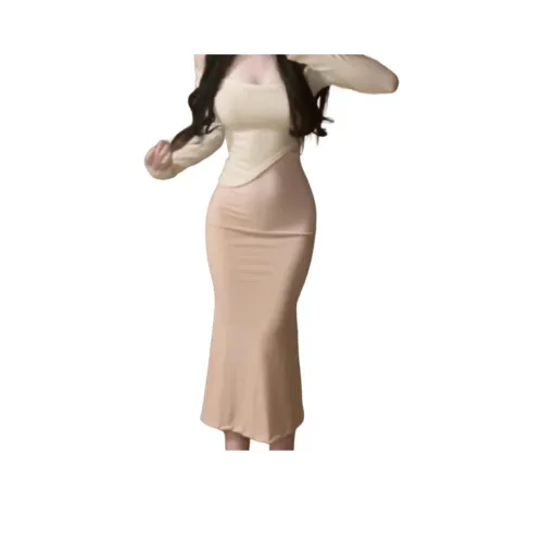 GIUHF Топ на бретелях Юбка-бодикон+Кардиган[Полный комплект] Женские Слиплатья