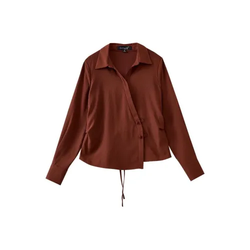 OUNIXUE Кирпич Красный Женская Рубашка