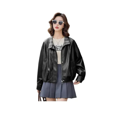 H YXIANG Кожа Куртка Женская