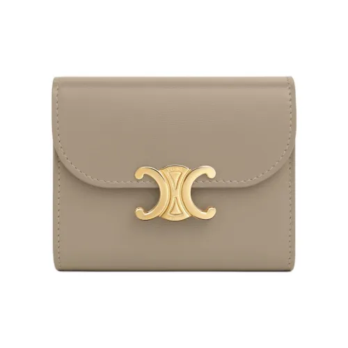 CELINE Triomphe Телячья кожа Кошелек Маленький Женский Тауповый