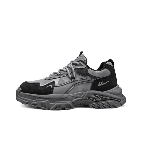 Warrior Модная Повседневная Обувь Амортизация Устойчивая к Износу Легкий Низкий Топ Тяжелая Подошва Мужская Серый Черный