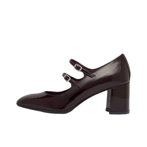 Carel Alice Грубый каблук Туфли Мэри Джейн 6 см Женские Коричневый