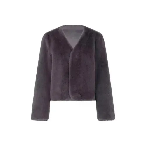 PZGE Темно-серый Имитация норкового меха Женская меховая одежда