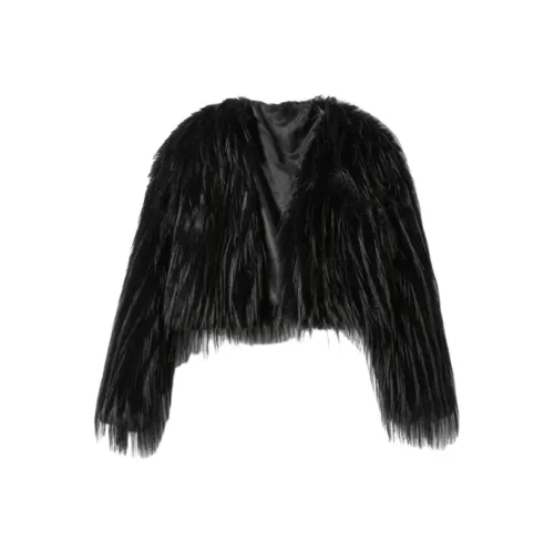 ETSE Черный Кисточка Плюшевый Мех Женские Меховые изделия