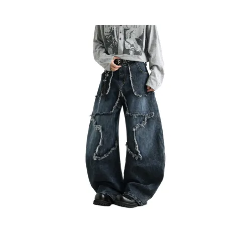 WARNING LIGHT Синий Унисекс Джинсы