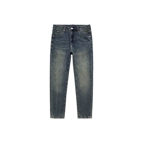 KM Синий Унисекс Джинсы