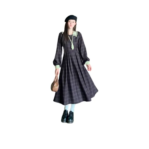 GULIANFEI Длинное платье с длинными рукавами женское