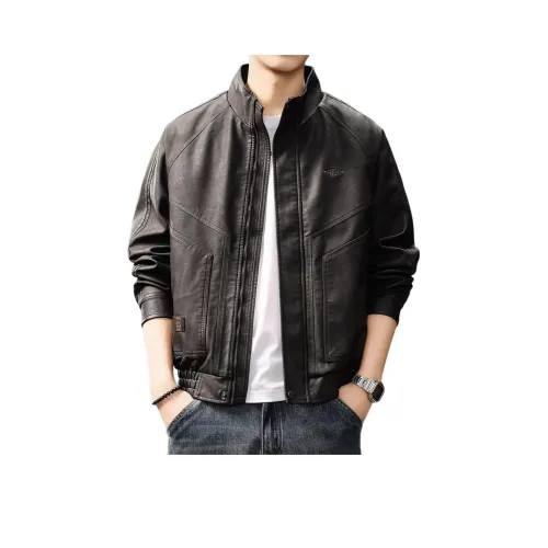 GUISE Осенний кожаная куртка свободный крой унисекс