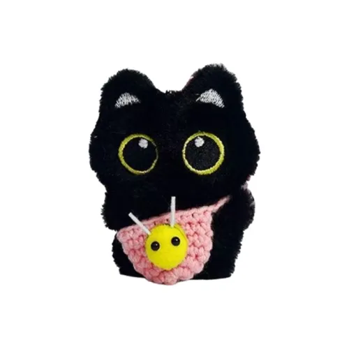 Cute Chip Супер милый Черный кот Пчелка Плюшевый Брелок 10 см Высота