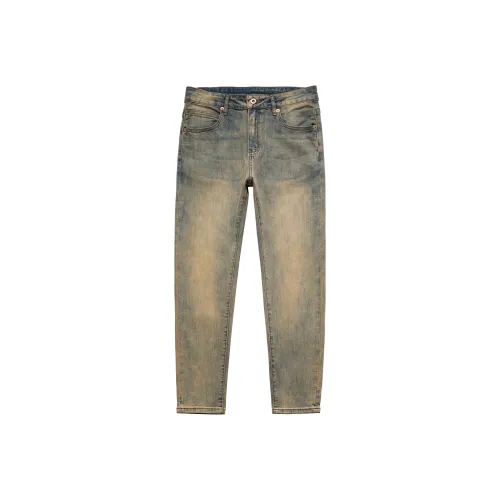 KM Грязь Синий Унисекс Джинсы