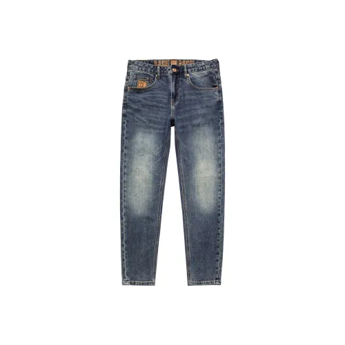 KM Синий Унисекс Джинсы