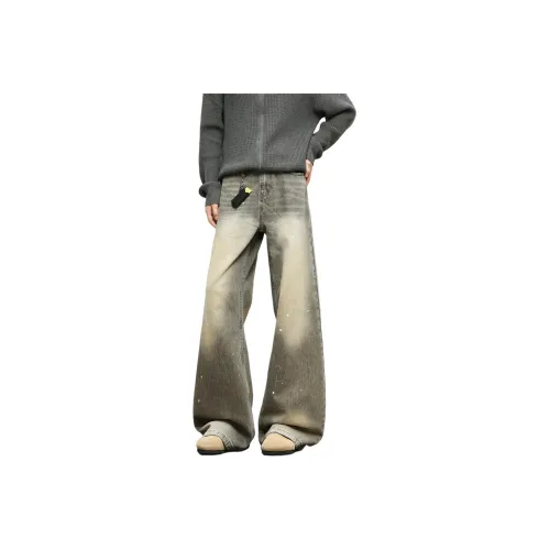 WARNING LIGHT Дымчатый Серый Унисекс Джинсы