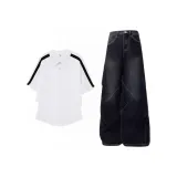 Белый топ+черные брюки