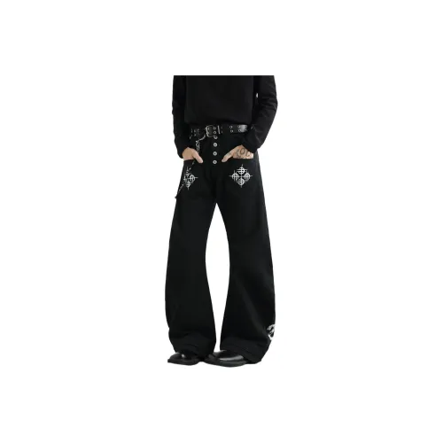 WARNING LIGHT Черный Унисекс Джинсы