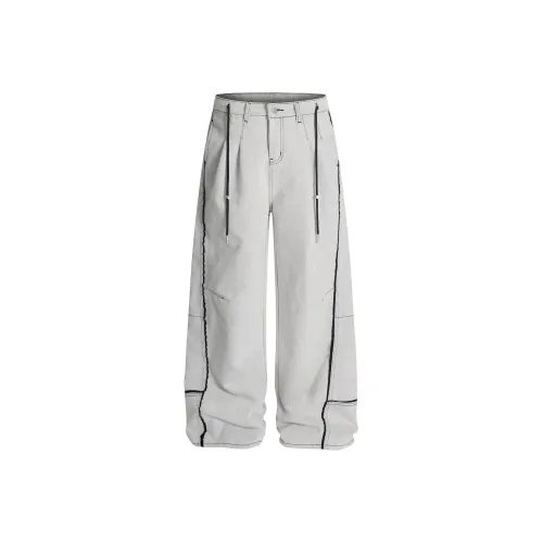 THE AIER Серый Белый Унисекс Джинсы