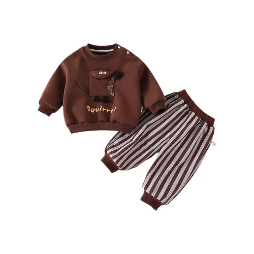 XiaoJinBu Темно-коричневый Малыш Повседневная Спортивная Одежда