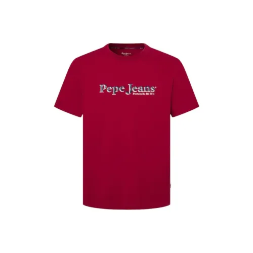 Pepe Jeans Red Men's T-Shirts Пепе Джинс Красный Мужские Футболки