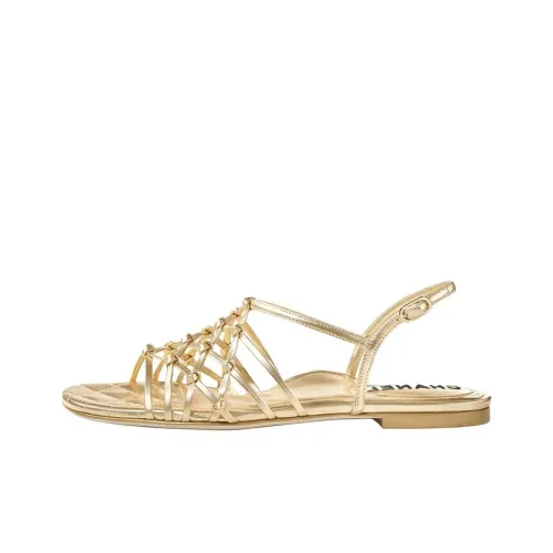 CHANEL One Ремешок Сандалии Женские Золотые