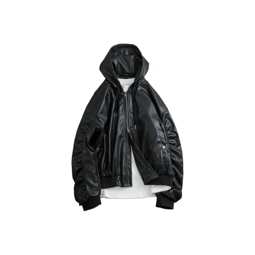 SLLAVIF Черные Мужские Кожаные Куртки