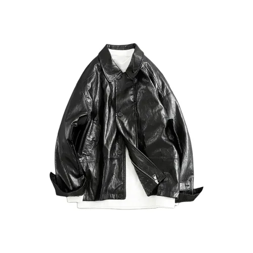 SLLAVIF Черные Мужские Кожаные Куртки