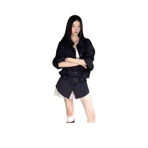 ZVJH Темная рубашка Женская рубашка