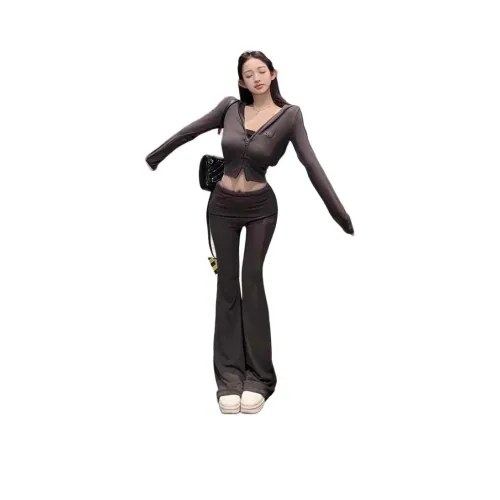 ZVJH Пальто + Брюки Женские Повседневные Костюмы