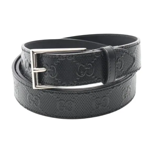 GUCCI Кожаные ремни Унисекс Черный 3 см