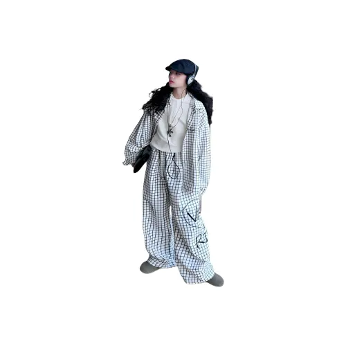 Genius Pooh 2025 Spring AUTUMN Клетчатый Граффити Модный Удобный Минималистский стиль Легкий Нишевый Топ Брюки