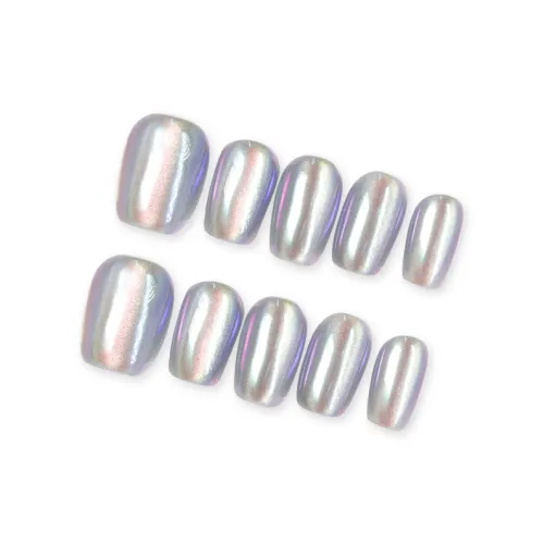 FINGERBOOK MBTI Personality Collection Realm OF Лазурь Короткий Квадрат Серебристо-белый Однотонный Кошачий глаз