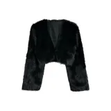 Черное пальто из меха