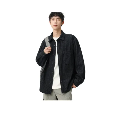 SLLAVIF Черный Серый Мужские Рубашки