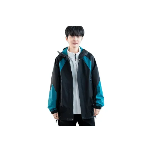 ANISAN Весенний Осенний Куртка Пэчворк Цветовой блок Большой карман С капюшоном Пальто Мужской