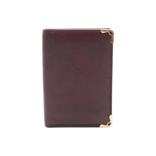 Cartier Must De Cartier Телячья кожа Держатель для карт Женские Бордовый