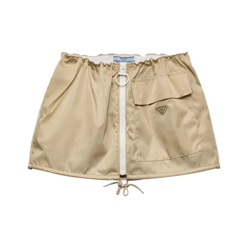 PRADA FW25 Повседневные короткие юбки Женские Светлый бежевый