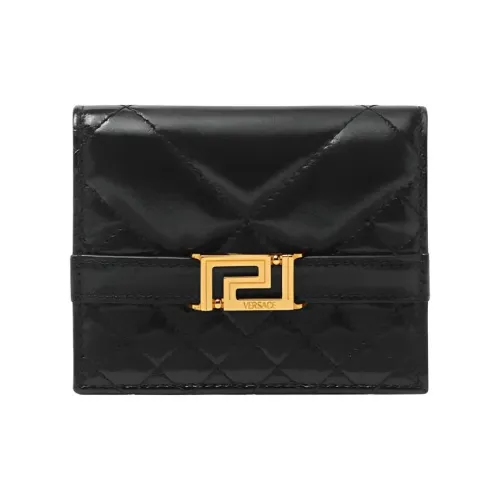 VERSACE Greca Goddess Кошелек из коровьей кожи Женские Черный Золотой