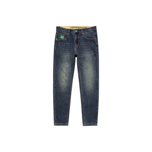 KM Синий Унисекс Джинсы