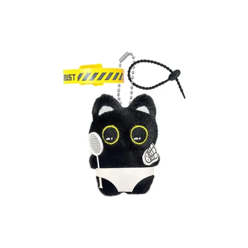 AIZIYUO Играющий Бадминтон White Chubby Милый Глазный Скрипучий Маленький Черный Кот Кукла Плюшевая Подвеска 9,5 см Высота