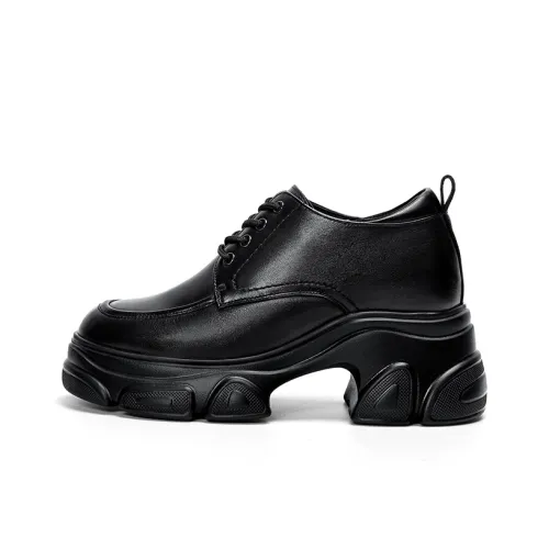 He Jinchang Лоферы Черные [Незаметный скрытый каблук 9 см] Женские