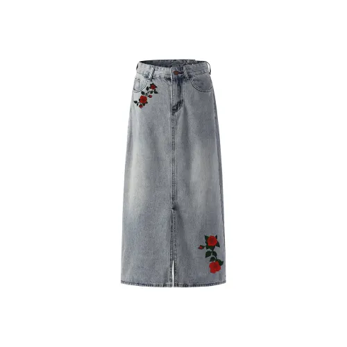 SNOOPY Denim Long Skirt Women's