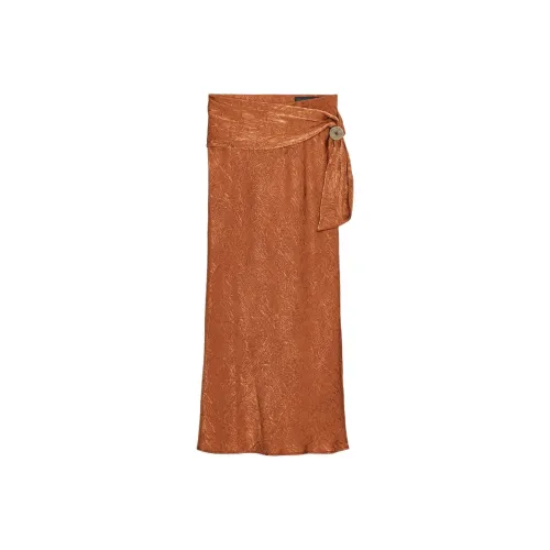ZARA Copper Women's Casual Long Skirts ZARA Медный Женские Повседневные Длинные Юбки