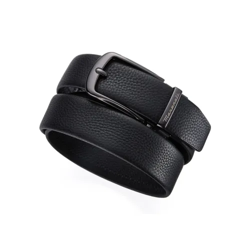 Maserati Ремни из коровьей кожи мужской металлический черный матовый 3,5 см