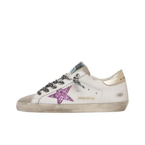 Golden Goose Супер Звезда Low Топ Стильные Скейтбординги Женские Белые Золотые