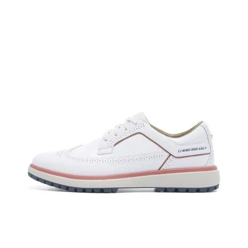 LI NING 1990 GOLF серия Амортизация Износостойкий Низкий Топ Гольф Обувь Мужская Стандартная Белый Мокко