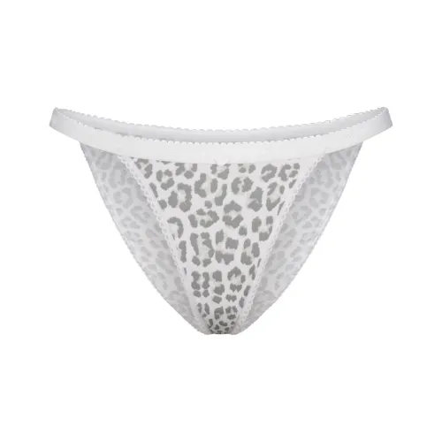 SKIMS FW25 Легкий Хлопок LOGO PICOT STRING Бикини Плавательные шорты Женские