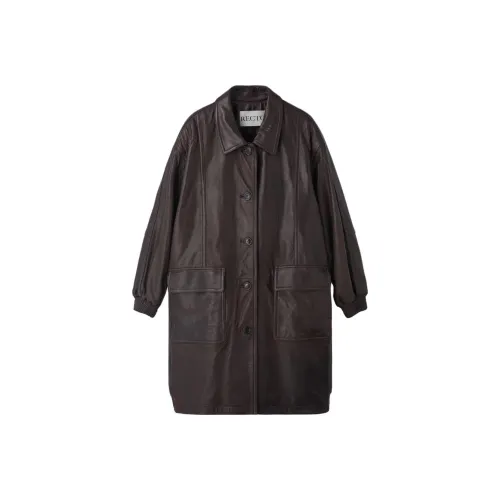 RECTO FW25 OVERSIZED Кожа Пальто Кожа Куртка Женские